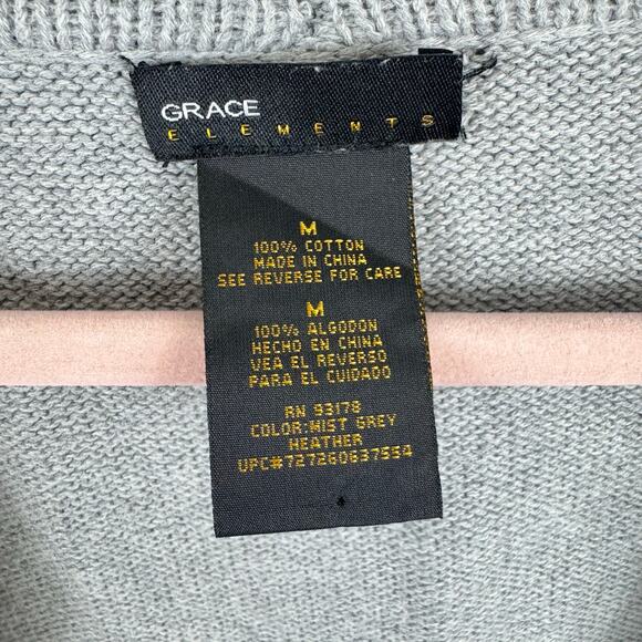 Grace Elements 100% Cotton Gray Short Sleeve Cropped Open Shrug Sweater Size M - Picture 4 of 5